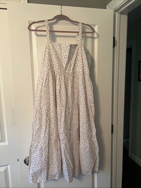Vineyard Vines White Midi Sundress with Pink and Green Dot Print